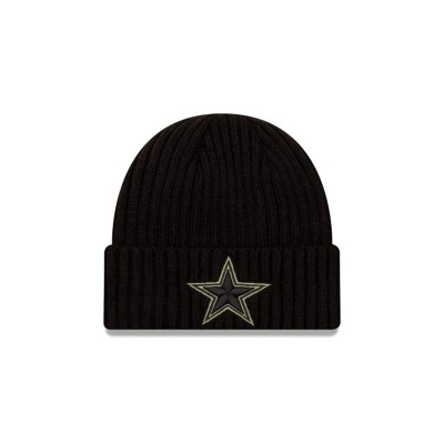 Black Dallas Cowboys Hat - New Era NFL Salute To Service Cuff Knit Beanie USA8630457